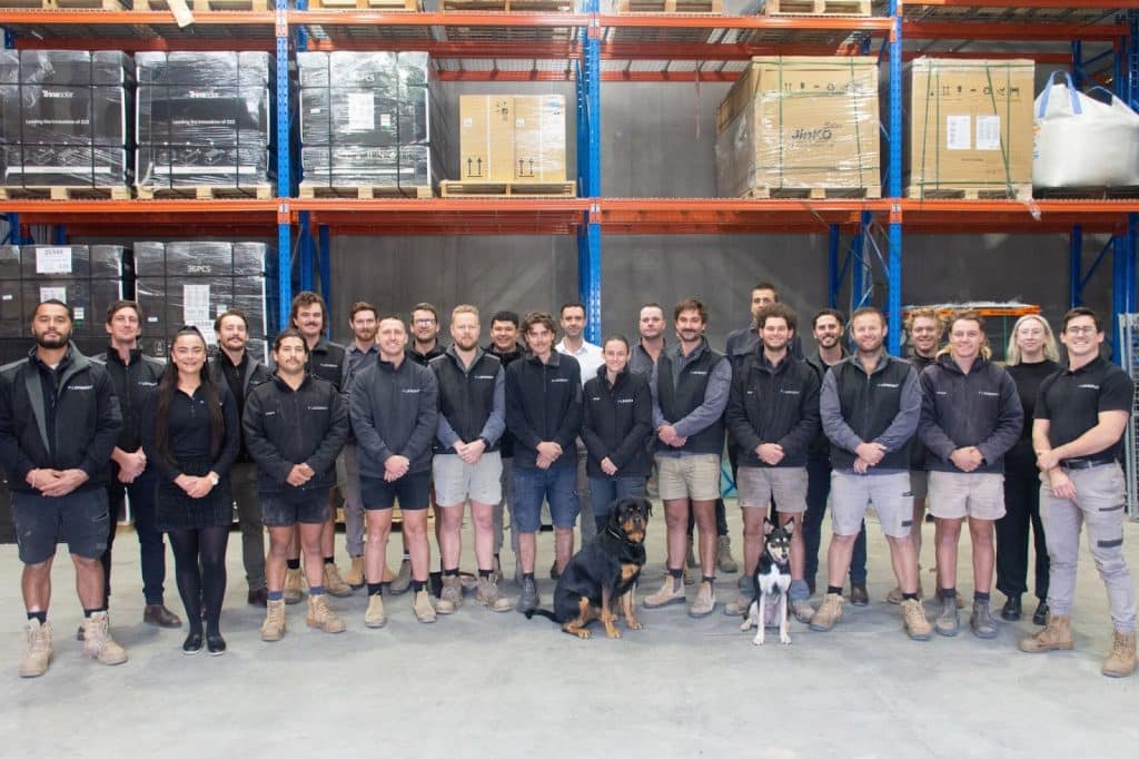 Lenergy team photo located at their warehouse in the Southern Highlands